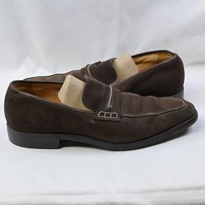 Gravati Mens Suede Slip On Brown Leather Dress Shoes- Size‎ 11.5- Made in Italy